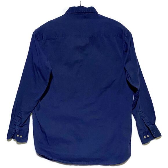 Williams Bay Button Up Shirt Men's Large Tall Solid Blue Long Sleeve - Picture 2 of 7